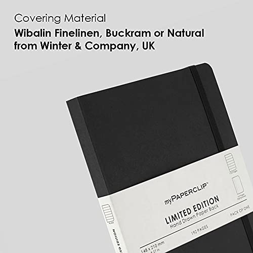 myPAPERCLIP Limited Edition A5 Ruled Notebook | 192 Pages, 100 GSM, Soft Cover, A5 (5.83 × 8.27 in) | Flat Lay | Bookmark & Elastic Closure | Black - color: Black, style: Ruled