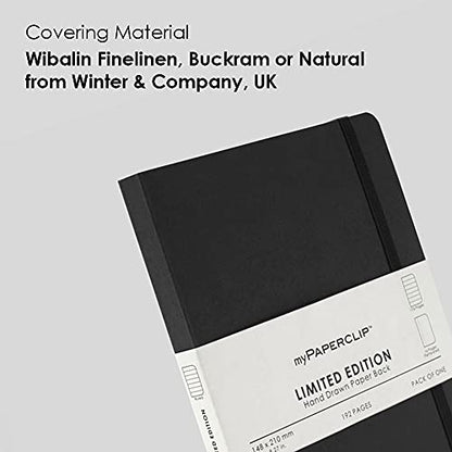 myPAPERCLIP Limited Edition A5 Ruled Notebook | 192 Pages, 100 GSM, Soft Cover, A5 (5.83 × 8.27 in) | Flat Lay | Bookmark & Elastic Closure | Black - color: Black, style: Ruled
