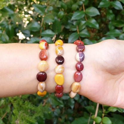 Adabele 1pc Natural Stretch Gemstone Bracelet 7mm-10mm Free Form Bead 7 Inch 7.5 Inch Healing Crystal Engergy Quartz Chakra Jewelry Women Birthday Gift - color: Mookaite Jasper, size: 7 Inch (bead size 7-10mm)