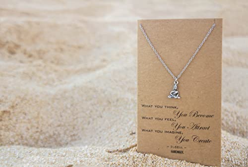 quan jewelry Handmade Buddha Pendant Necklace, Yoga Jewelry Necklaces for Men and Women, Religious Meditation Necklace, Birthday, Graduation Gifts, Buddhist Charm with Inspirational Quote