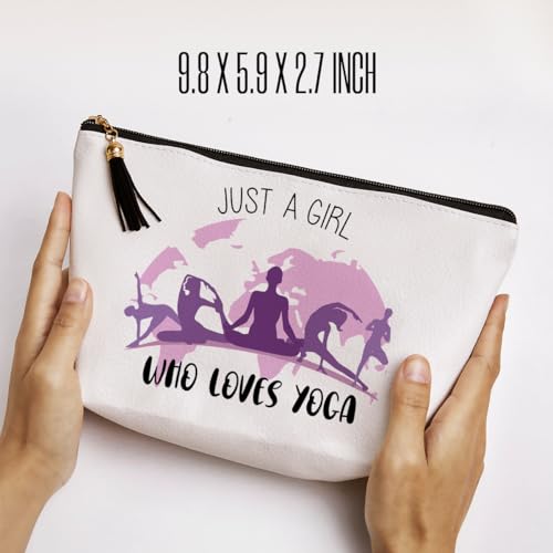 Yoga Gifts for Women Makeup Bag, Gifts for Yoga Loves, Funny Yoga Accessories Gifts for Women Sisters Besties Daughter Waterproof PU Leather Yoga Cosmetic Bag
