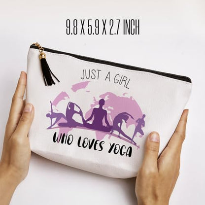 Yoga Gifts for Women Makeup Bag, Gifts for Yoga Loves, Funny Yoga Accessories Gifts for Women Sisters Besties Daughter Waterproof PU Leather Yoga Cosmetic Bag