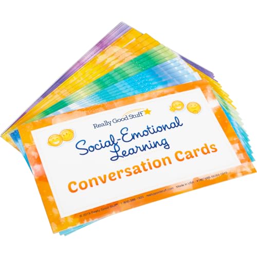 Really Good Stuff Social-Emotional Learning Conversation Cards for Home- Set of 18-Help Kids Learn and Discuss Feelings-Activities to Express Emotions - style: Social-Emotional From Home