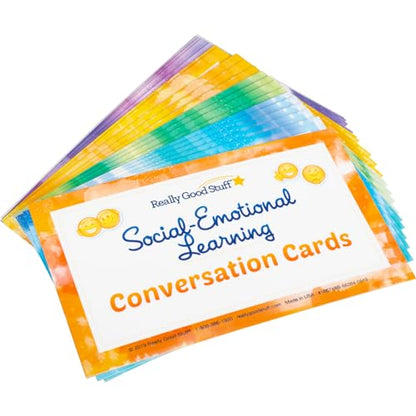 Really Good Stuff Social-Emotional Learning Conversation Cards for Home- Set of 18-Help Kids Learn and Discuss Feelings-Activities to Express Emotions - style: Social-Emotional From Home