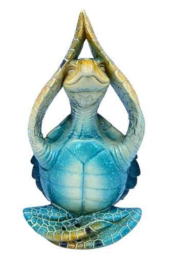 VVGIFTS Sea Turtle Meditation Yoga Decor, Garden Figurine Sea Turtle Meditating Coastal Beach Decorations, Zen Yoga Resin Statue for Home Office Decorations (Put The Palm up) - color: Put the Palm Up