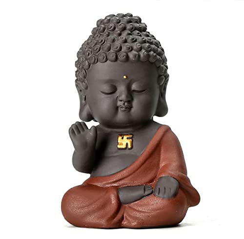DMtse Buddha Zen Meditation Sitting Ceramic Figurines for Home Decor Accents, Living Room Bedroom Office Decoration Bookshelf TV Stand Decoration Tea Ceremony Sculptures Collection