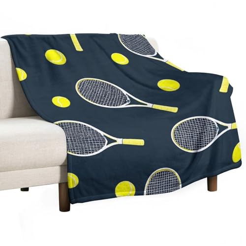 Soft Bed Sofa Couch Cover, Lightweight Flannel Blanket for Men and Women Funny Colourful Tennis Racquets and Tennis Balls - color: Color287, size: 30"x40"
