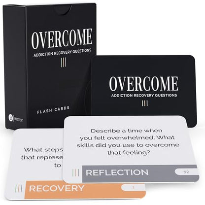 Briston Overcome Addiction Recovery Flash Cards – 70 Therapy Question Cards for Group Counseling & Mental Health – Reflection Prompts for Sobriety, Relapse Prevention, Substance Abuse Recovery Support