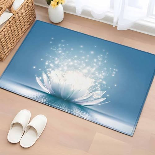 2x3ft Rectangle Rug,Meditation Lotus Flower Washable Area Rugs Non-Slip Accent Rug Asian Zen Spiritual Soft Circle Carpet for Living Room Bedroom Home Office Decor - size: 24x36in