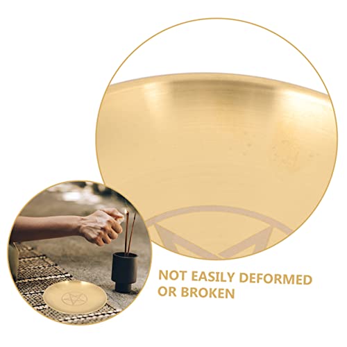 DOITOOL 2pcs Pentacle Candleholder Tray Metal Altar Plate for Ceremony Decor Decorative Pillar Candle Stand Unique Patterns for Rituals Home and Special Events