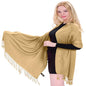 CJ Apparel Solid Color Tassels Design Nepalese Shawl Scarf Wrap Stole Throw Head Wrap Pashmina Gift Hand Made in Nepal New - color: Dark Cream