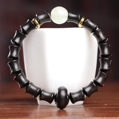 Zen Dear Unisex Natural Ebony Wood Buddhist Prayer Bead Necklace Bracelet Tibetan Prayer Mala Beaded Black - style: 8mmx10mm 17bamboo beads