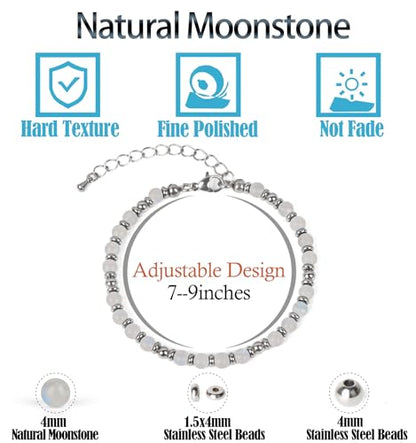 LPBeads Beaded Bracelets for Women Energy Gemstone Charm Jewelry Adjustable Bracelet Gifts for Mom, Daughter, Wife, Friends, Bestie - color: Moonstone