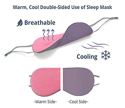 Sleeping Mask 2 Pack, Warm, Cool Double-Sided Use of Sleep Mask, Super Soft Blindfold with Adjustable Strap, Block Out Light, Comfort Sleep Eye Mask for Travel Meditation Nap - color: Purple/Pink + White/Orange