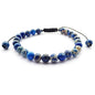 DOLON 6mm Round Stone Bead Braided Bracelet - color: Blue Imperial Jasper Bracelet