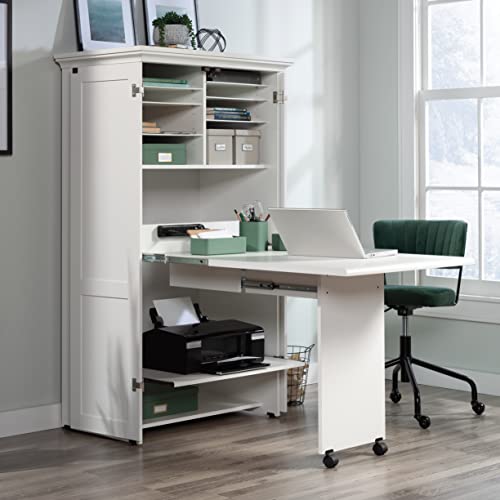 Sauder Miscellaneous Storage Craft & Sewing Armoire, L: 35.11" x W: 21.81" x H: 61.58", Glacier White finish - color: Glacier White