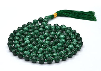 Amazing Gemstone Malachite Mala Beads - 108 Prayer Beads for Meditation and Mindfulness Practice, Handcrafted Mala Beads with Natural Gemstones for Spiritual Healing and Relaxation (Knotted) - color: Malachite (Original), style: Knotted