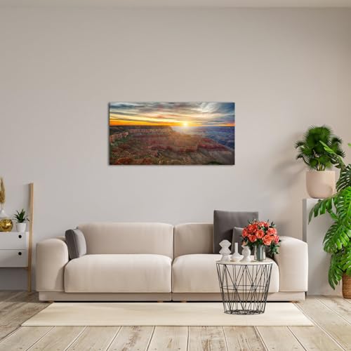 LevvArts National Park Canvas Wall Art Beautiful Sunset at Grand Canyon Arizona USA Scenery Picture Print on Canvas Modern Home Living Room Decor Art Stretched and Framed 24x48