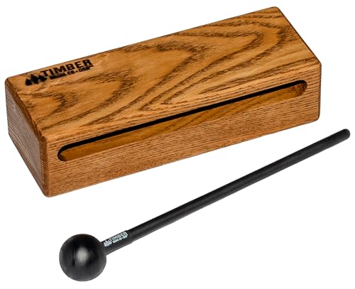 Timber Drum Co. Wood Block Percussion Musical Instrument, 7" Medium — MADE IN U.S.A. — Includes Mallet, Feet — Solid Hardwood, Rich Block Tone - size: Medium