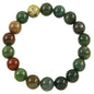 Falari 10mm Natural Semi Precious Gemstone Stretch Bracelet Unisex - color: Indian Agate