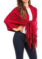 Sakkas 78" X 28" Rayon from Bamboo Soft Solid Pashmina Feel Shawl/Wrap/Stole - color: Dark Red