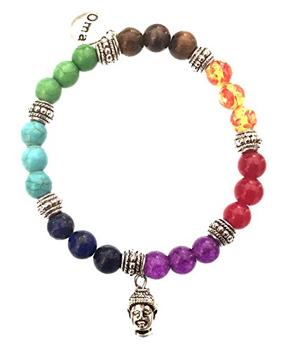 OMA 7 Chakra Semi Precious Stones Tibetan Buddhist Meditation and Healing Bracelet With Charm Brand - style: Buddha