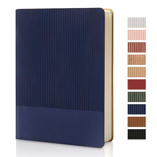 Lined Journal Notebook for Work College Ruled Notebook 5.79" x 8.27" A5 PU Leather Daily Journaling Notebook 216 Pages for Women Men Daily Writing Business School Travel Gift (Dark Blue) - color: 04-Dark Blue-1pack, style: A5 Lined 216pages
