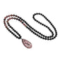 COAI Teardrop Pendant Necklace 108 Mala Stone Beaded Necklace, Prayer Beads Necklace for Women - style: Onyx & Rhodonite