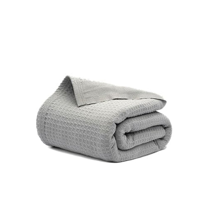 Salt Earth 100% Cotton Waffle Blanket, King Size 106"x92" – Lightweight All Season Throw Blanket for Couch, Bed & Bedroom, Soft Modern Cozy Cotton Blanket (Scottish Grey) - color: Scottish Grey, size: King