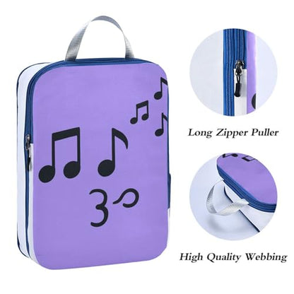 Stackable 3 Piecing Packing Travel Bag Polyester Storage Bags for Travel, Musical Notes Look (1) (3 Set) - color: Musical Notes Look (1)
