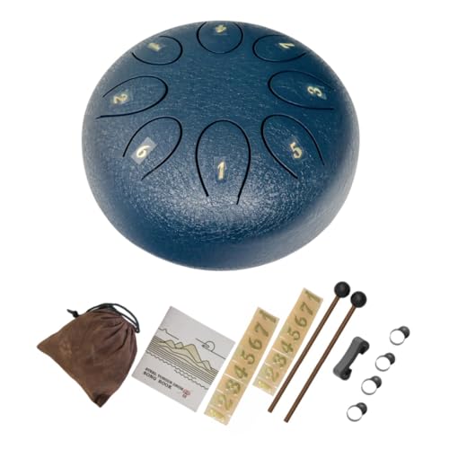 Steel Tongue Drum 6 Inch 8 Notes, Rain Drum Style Calming Percussion Instrument for Relaxation & Meditation, Musical Gift for Adults & Beginners(Navy) - color: Navy