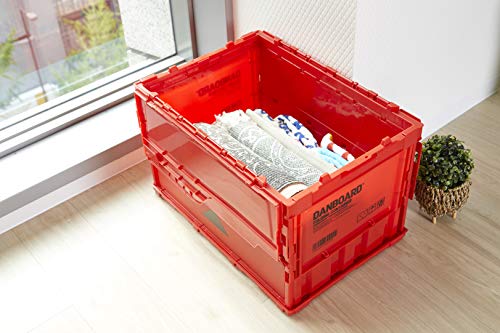 Trusco Nakayama (TRUSCO) Thin Folding Container TRC50BADNBR with Locking Lid, Red Storage Case, Storage Box - color: (h) Red, style: Locking lid included