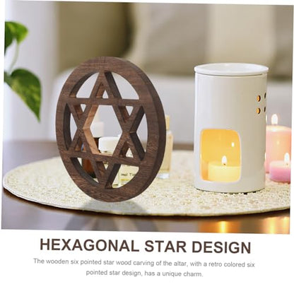 HOOTNEE Wooden Star Altar Decor Carving for Rituals Retro Style Ceremony Ornament for Home Decoration and Spiritual Practices Versatile Mat for Altar Wall Art