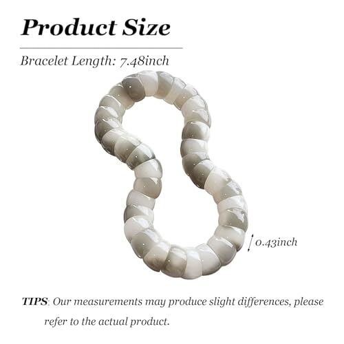 Roe Dolph Bodhi Bead Fidget Anxiety Bracelet for Women Men Chunky Stretch Beaded Mindful Jewelry Daily Reminder Gift for Mom Wife Friend - color: A1:grey