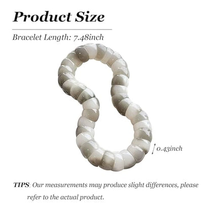 Roe Dolph Bodhi Bead Fidget Anxiety Bracelet for Women Men Chunky Stretch Beaded Mindful Jewelry Daily Reminder Gift for Mom Wife Friend - color: A1:grey