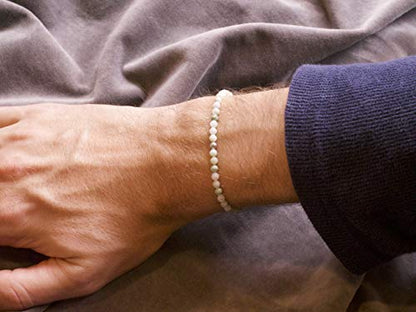BERGERLIN Real natural stone bracelet - Tested and certified in Germany - Genuine bracelets with 925 Sterling silver pearl and faceted pearls - color: Myanmar Jade, size: Medium