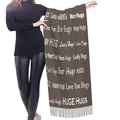 Hugs Shawl Gift For Friends And Family With Inspirational Messages Pashmina Positive Energy,Compassion,Serenity Wraps - color: Oqo03