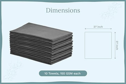 Organic Cotton Gray Tea Towels - 10 Pack, 27"x27", 100% Cotton Gray Flour Sack Towels for Kitchen and Baking Use - Durable, Absorbent and Customizable Dish Towels (10 Pack) - color: Gray
