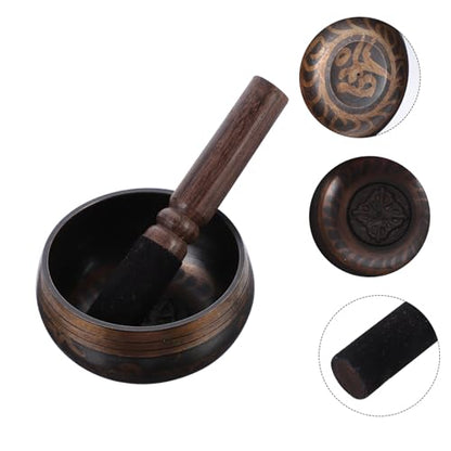 Meditation Singing Bowl with Wooden Rod Nepalese Buddhist Sound Bowl for Yoga Relaxation Music Therapy and Gift for Mindfulness and Home Decor
