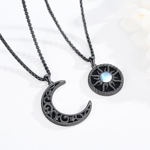 Yin Yang Necklaces for Women Men 925 Sterling Silver Pendant Necklace Yin Yang Jewelry for Women Men Couples - style: Sun Moon #9