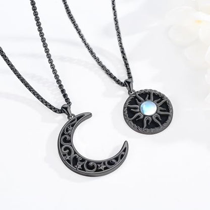 Yin Yang Necklaces for Women Men 925 Sterling Silver Pendant Necklace Yin Yang Jewelry for Women Men Couples - style: Sun Moon #9