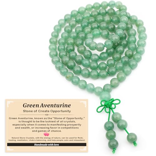 AD Beads 6mm 8mm 108 Prayer Mala Jasper Elastic Bracelet - Handmade Yoga Meditation Healing Power Energy Gifts for Unisex Adult.