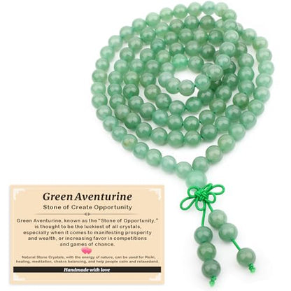 AD Beads 6mm 8mm 108 Prayer Mala Jasper Elastic Bracelet - Handmade Yoga Meditation Healing Power Energy Gifts for Unisex Adult.