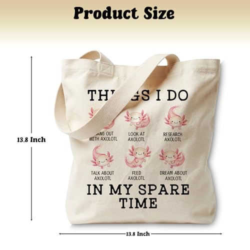 Axolotl Theme Tote Bag for Women, Canvas Bag for Women Vacation Womens Work Tote Bag Gifts - color: Black