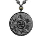 Black Obsidian Necklace Protection Pendant with Extended Bead Chain Healing Crystal Stone Amulet Necklace for Men Women - color: Daming Mantra