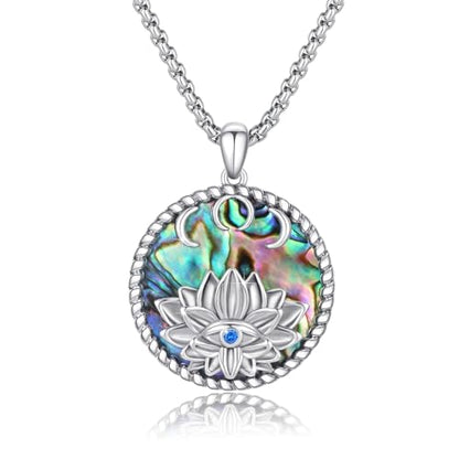 Evil Eye Necklace for Women 925 Sterling Silver, Protection Necklace with Blue Evil Eye Charm, Evil Eye/Lotus Pendant Jewelry, Birthday Christmas Gifts for Her - style: Lotus Evil Eyes 11