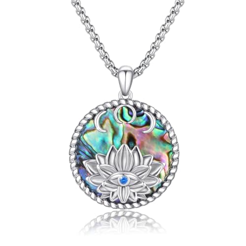Evil Eye Necklace for Women 925 Sterling Silver, Protection Necklace with Blue Evil Eye Charm, Evil Eye/Lotus Pendant Jewelry, Birthday Christmas Gifts for Her - style: Lotus Evil Eyes 11
