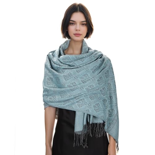 MUQU Women Pashmina Shawls and Wraps Scarf–Soft, Cozy, Lightweight and Versatile Wrap–Elegant Paisley Patterns–All Seasons