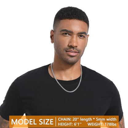 Chain for Men Stainless Steel Cuban Link Chain Necklace Silver Toned Mens Necklaces 18, 20, 22, 24, 26 Inch - size: 18 Inches, style: 6mm width-stainless steel