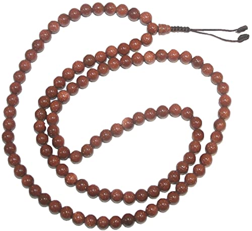 Agan Traders Authentic 108 Mala Beads Necklace – Tibetan Prayer Japamala – Meditation Necklace for Yoga Healing – Gemstone Mala Beads with Tassel for Men & Women - color: sandstone